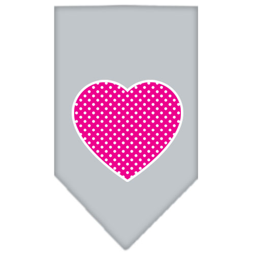 Pink Swiss Dot Heart Screen Print Bandana Grey Large